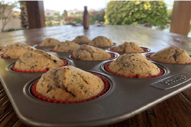 Homemade muffins with chocolate drops