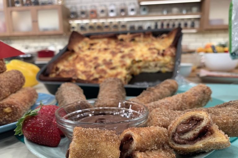 Sweet chocolate rolls with toasted bread