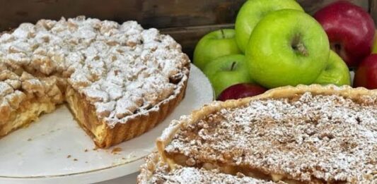 μηλοπιτα ταρτα με κρεμα και crumble, η ευκολη συνταγη για μηλοπιτα χωρις μιξερ