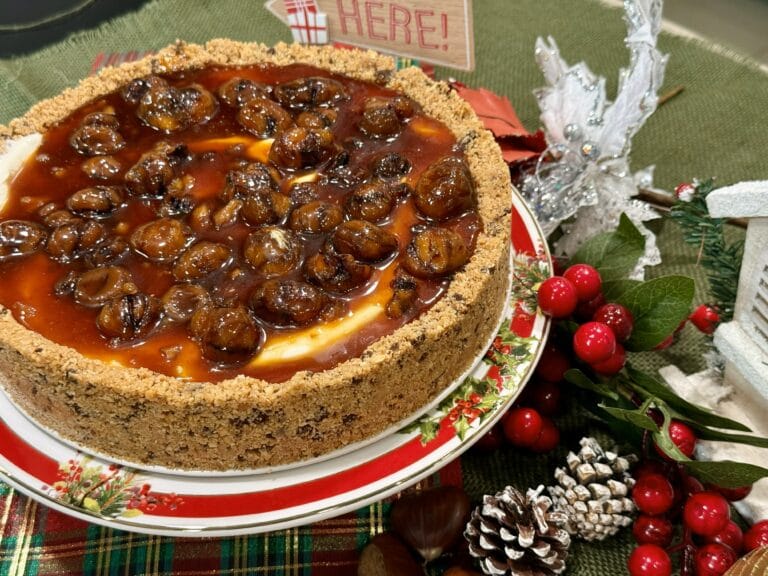 Cheesecake με γλάσο κάστανο