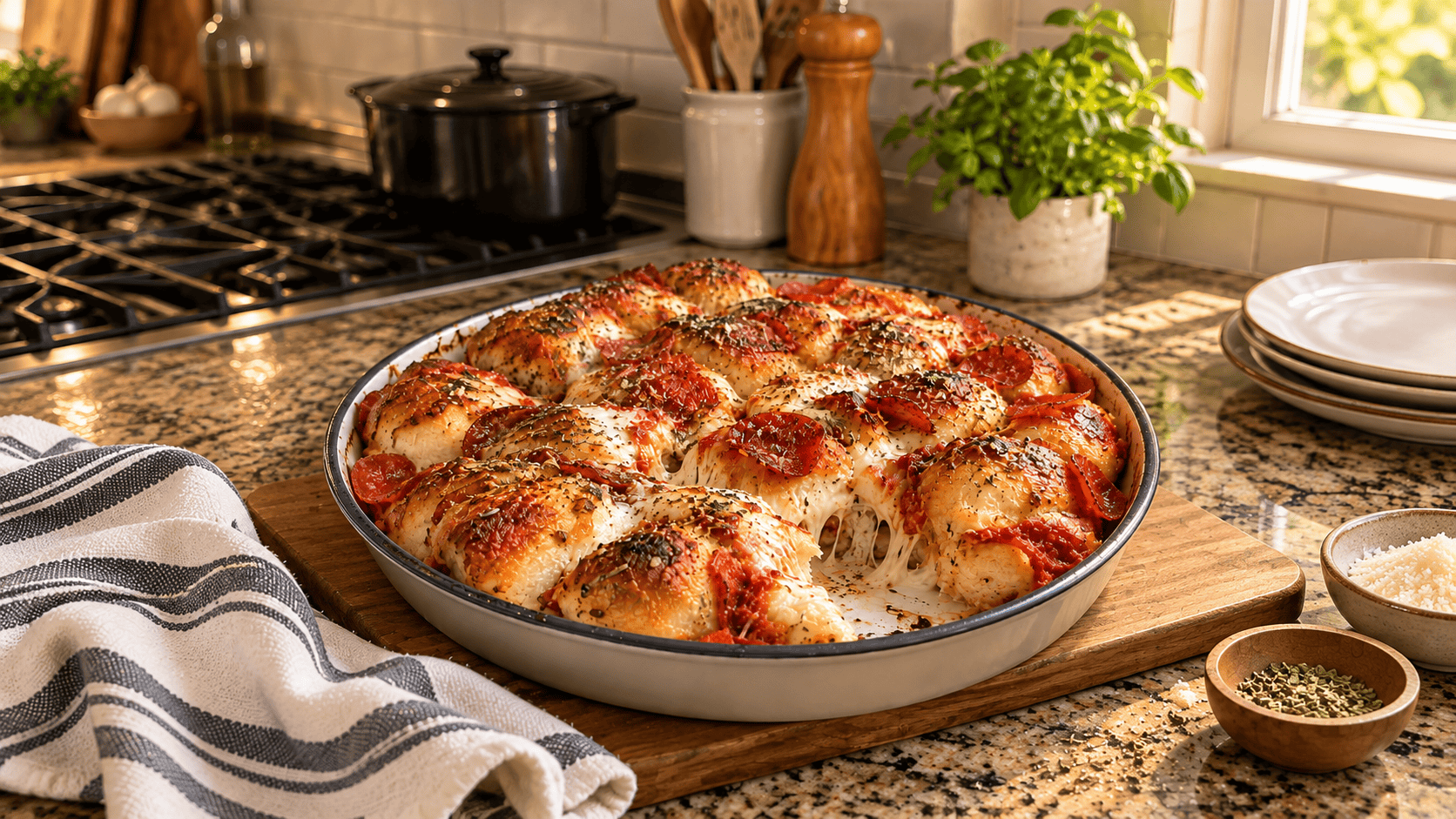 Monkey pizza bread…τραγανό απ’ έξω, γεμάτο λιωμένο τυρί από μέσα!